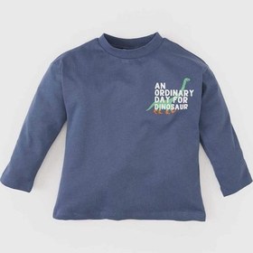 Resim DeFacto Erkek Bebek Bisiklet Yaka Baskılı Uzun Kollu Tişört E3659A525SPIN257 İndigo 