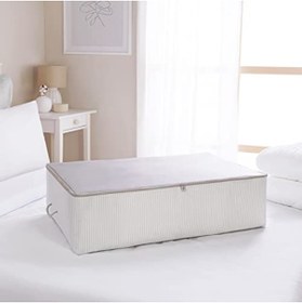 Resim GARENTAS Gri Çizgili Baza Altı Hurç Seti - 2 Adet, 74 x 46 x 22 cm, Eşyalarınızı Düzenleyin 