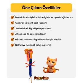 Resim PetzzCats Sinek Matatabi ve Çıngırak Sesli Kedi Oltası Oyuncağı Mavi 42 Cm 