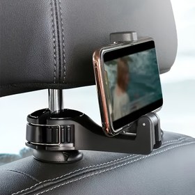 Resim 1 adet ayarlanabilir telefon tutucu - araç başlıklık desteği, gizli kancalı, sağlam araba koltuk kavrayıcısı, yolculuk ve işe gidiş geliş için uygun 