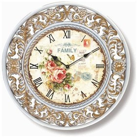 Resim Family Ev Okul Işyeri Resepsiyon Işlemeli Çerçeve Duvar Saati Çok Renkli 