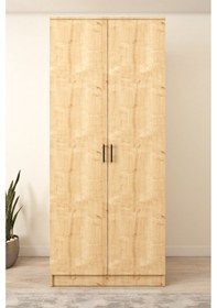 Resim Ases Mobilya Ases Esl153 Geniş Gardırop 2 Kapaklı 2 Askılı Giysi Dolabı Beyaz - Safir Meşe Safir Meşe 