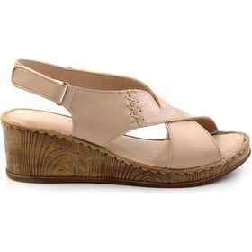 Resim Bambi Bej Leather Kadın Sandalet K05552001203 Bej 