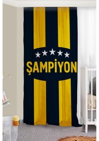 Resim Taraftar Sarı Lacivert Çift Kanatlı Fon Perde 