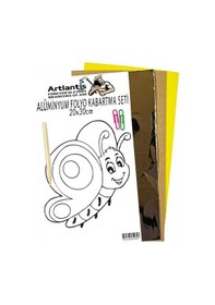 Resim Alüminyum Folyo Kabartma Seti 20x30 Cm Deney Malzemesi 1 Paket Aliminyum Folyo Seti Kabartma Yeşil 