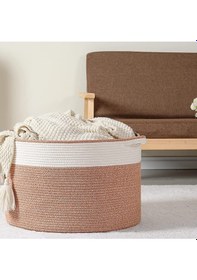 Resim Mavaux Shahbaz Özel Pamuklu Jüt Battaniye Sepeti Hasır Oyuncak Sepeti Jüt Çamaşır Sepeti 40-30 Hasır 