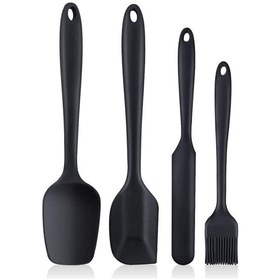 Resim 4 Parça Büyük Boy Silikon Yumurta Fırçası Kaşık Bıçak Spatula Seti Isıya Dayanıklı 