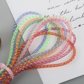 Resim 1 Rulo (3 Yard/9.1m) - Pullu Tüp İpi - Parlak Işıltılı Çekmece ile Döngülü Şerit - DIY Takı Yapımı, Saç Aksesuarları, Noel Süslemeleri için - 16 Canlı Renklerde (Pembe, Yeşil, Mavi, Mor, Turuncu, Sarı, Kırmızı, Beyaz, Siyah, Gri, Çivit, Çamaşır Makinesindeki Pürüzlü Desenli Baskı, Çoklu Katmanlar veya Sade Bir Stil İle Uygulanabilir 