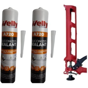 Resim WELLY Silikonize Mastik Seti - Silikon - Mastik - Beyaz (2 Adet Silikonize mastik+ Silikon Tabancası) 