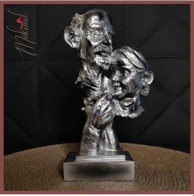 Resim Zamanın Sonuna Kadar Öpüşen Çift Heykeli Romantik Gümüş Kaplama 