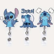 Resim 1 adet Stitch Geri Çekilebilir Kimlik Kartı Tutucu - Hemşireler, Doktorlar ve Voluntreler için Kırmızı Halatlı Sevimli Akrilik Kimlik Klipsi, Mavi Stitch Tasarımı, Ofis veya Tıp Personeli Aksesuarları için Mükemmel, Stitch Kimlik Kartı Ree 