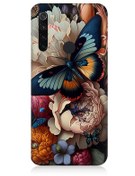 Resim Xiaomi Redmi Note 8 Uyumlu Silikon Kılıf Kelebek Ve Çiçek 
