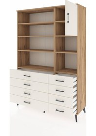 Resim Hyperion Dolap 8 Raflı 8 Çekmeceli Tek Kapaklı 132x44x195 Çam-aytaşı/aytaşı Aytası/aytası 