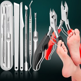 Resim 6 adet Premium Tırnak Bakım Seti ile Tırnak Kesici, Ölü Deri İtici ve Pedikür Araçları - Jel Oje Sökücü, Makaslar, Tırnak Dosyası - Ev veya Salon Kullanımı için Profesyonel Manikür ve Pedikür Seti 