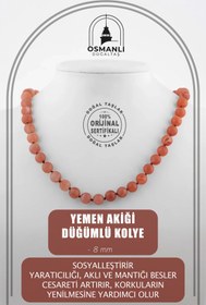 Resim OSMANLI DOĞAL TAŞ Yemen Akiği 8 Mm Düğümlü Doğal Taş Kolye 
