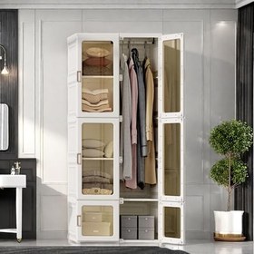 Resim Taşınabilir Gardırop Katlanabilir Giysi Alanından Tasarruf Eden Dolap Yatak Odası ve Oturma Odası için Şeffaf Katlanır Depolama Çözümü Giysi ve Aksesuarlar için İdeal 