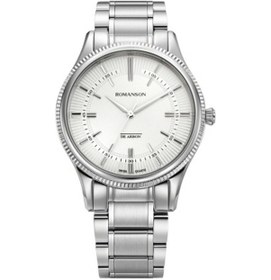 Resim Romanson Camm4bs002wwa12w Safir Cam Swiss Quartz Çelik Kasa Çelik Kordon Gümüş Renk Erkek Kol Saati 