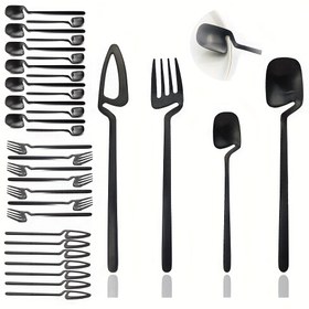 Resim 8 Kişilik 32 Parça Paslanmaz Çelik Çatal Bıçak Seti - Mat Bitiş, Bıçak, Çatal, Kaşık & Çay Kaşığı İçerir - Yemek ve Mutfak Kullanımı İçin Mükemmel, Mutfak Araçları, Yaratıcı Asma, 304 