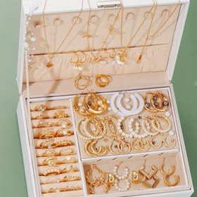 Resim 1 adet/22 adet/30 adet/Set Retro Moda Zarif Minimalizm Çok Elemanlı Spiral Kelebek Aşk Yüzük Tek Satırlı Püskül Kolye İmitasyon İnci Küpe Set Kombinasyon Kadınlar Gündelik Buluşma Tatil Parti Hediye Gündelik Çok Yönlü Stil (Kutusuz) 
