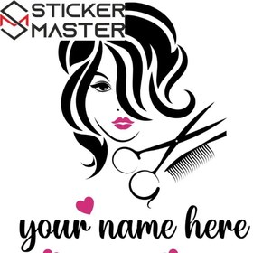 Resim Kişiye Özel Kuaför Cam Sticker Salon Logosu | Sticker Master - 60x69 Cm 