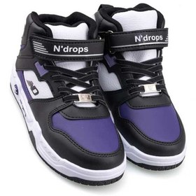 Resim Ndrops 021-24 Deri Cırt Bantlı Kız Çocuk Spor Bot Siyah Mor 