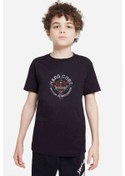 Resim Hard Core Never Surrender Baskılı Unisex Çocuk Siyah T-Shirt 