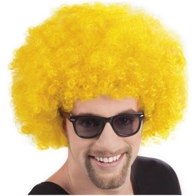 Resim Parti Aksesuar Sarı Renk Kıvırcık Afro Bonus Peruk - 