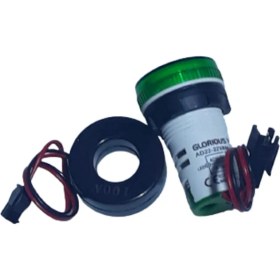 Resim Glorious Ampermetre - Voltmetre 22mm Akım Trafolu 220V Yeşil 