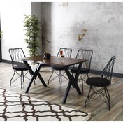 Resim Ressa Home Fiona Kütük Baklava Sandalyeli Wakko Ayaklı Mutfak Masası Takımı 80x120 