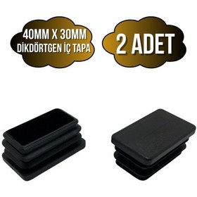 Resim Dikdörtgen Demir Profil İç Tapa Geçme Plastik Ayak Geçme Koruma Plastiği 40mm X 30mm 2 Adet Siyah Siyah 