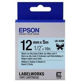 Resim Epson LK-4LBK Siyah Üzeri Gökyüzü Mavi 12MM 5Metre Etiket 
