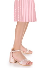 Resim Kiko Kids Elos Vakko Günlük Kız Çocuk 4 Cm Topuklu Sandalet Ayakkabı Pudra 