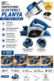 Resim Spech Power 1500 Watt Bakır Sargılı -motor Çelik Şanzumanlı Çift Bıçaklı Planya Rende Makinası 