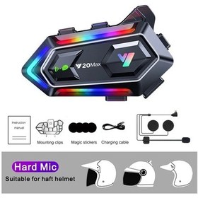 Resim Y20 Max Motosiklet Kask Interkom V5.3 Eller Serbest Çağrı Kiti 1000 Mah 2 Rider 1pc Hard Mic 