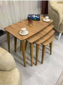 Resim Evmob Home 4lü Dörtlü Zigon Sehpa Ahşap Mdf - Ceviz Ceviz 