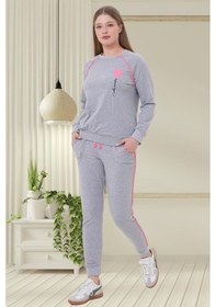 Resim Mecit Pijama Mecit 6200 Bayan Gri Spor Uzun Kollu Pijama Takımı Gri 