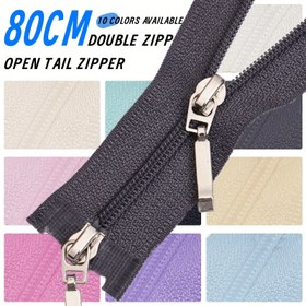 Resim Changsons 2 adet Çift Kayar Açık Uçlu Fermuar 80CM Uzunluk, Ceketler, Montlar, Güneş Koruma Giysileri için Ters Çift Dişli Fermuar - Çok Renkli Seçenek 