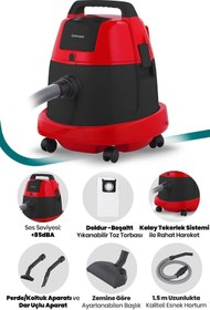 Resim GoldMaster Tozkoparan 2200 Watt Islak Kuru 20 Litre Kapasiteli Yıkanabilir Toz Torbalı Küre Elektrikli Süpürge 