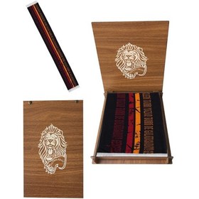 Resim Galatasaray Lisanslı Siyah Çizgili Şal Atkı Aslan Ahşap Kutulu Siyah 