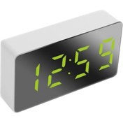 Resim Decisive Mini Masa Çalar Saat Dijital Ayna LED Sıcaklık USB Başucu Masa Seyahat Saatleri Yatak Odası Oturma Ev Dekor Için, Yeşil (Yurt Dışından) 
