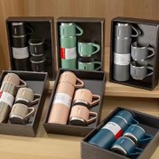 Resim Paslanmaz Çelik Vakumlu Termos Seti - 16.9oz Yalıtımlı Termal Kupa ve Bardak, Sıcak & Soğuk İçecekler için Mükemmel, Kahve, Su ve Okula Dönüş Temel Gereksinimleri, İş, Şişe için 