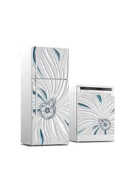 Resim Buzdolabı Ve Bulaşık Makinası Beyaz Eşya Sticker Kaplama Soyut Çiçek 