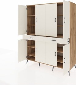 Resim Kronos Gardrop 10 Raflı 2 Çekmeceli 8 Kapaklı 176x59x221 Çam-aytaşı Beyaz 