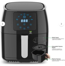 Resim Wiami Wiami 4.5l Hava Fritözü - Siyah, Yağsız ve Lezzetli Kızartma 