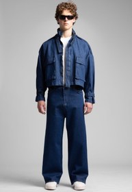 Resim Şerit Detaylı Utility Denim Ceket - Lacivert / 