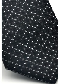 Resim Gaffy Beyaz Karışık Desenli Siyah Dokuma Kumaş Mendilli Slim Fit Kravat // Sdk-2502-1 Siyah 