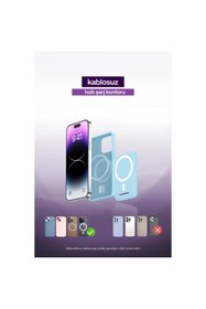 Resim jetucuzal SPRANGE SR-P26M 10000mAh Magsafe Powerbank 15W Kablosuz, 20W PD, LCD Ekranlı, Standlı (Mavi) 