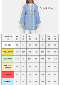 Resim Saade Sââde Kadın Dikey Çizgili Geniş Kollu Şık Yazlık Relaxed Kimono Lila 