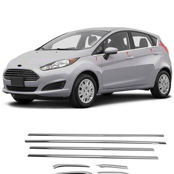 Ford Fiesta Uyumlu 2009-2017 Krom Cam Çıtası 8 Parça Paslanmaz Çelik