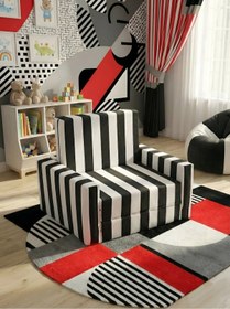 Resim LENSA HOME Çocuk Koltuğu Komple Sünger Katlanabilir Yataklı Minder Yatak (0-4 YAŞ) SİYAH BEYAZ TARAFTAR DESEN 